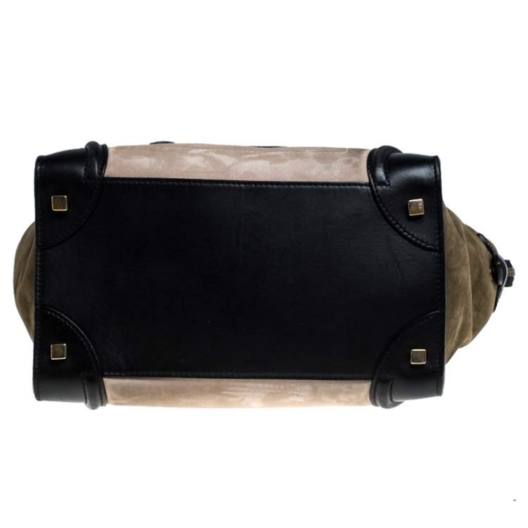 Pre Owned Celine Tri Color Nubuck and Leather Mini Luggage Tote