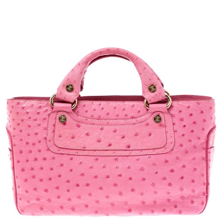 Pre Owned Celine Pink Ostrich Boogie Tote