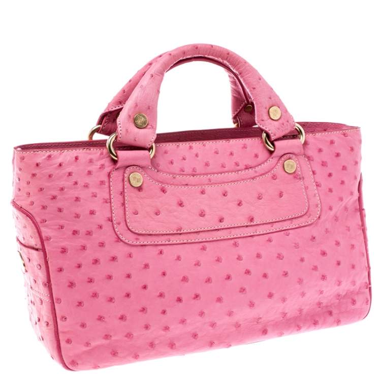 Pre Owned Celine Pink Ostrich Boogie Tote