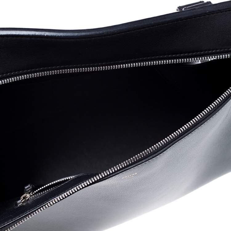Pre Owned Celine Black/Grey Leather Medium Edge Top Handle Bag