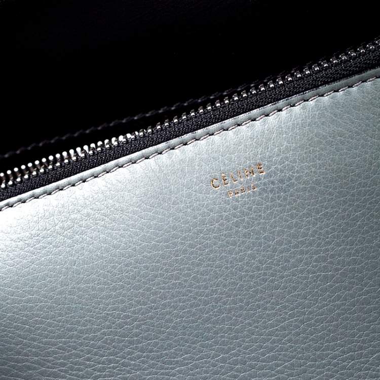 Pre Owned Celine Black/Grey Leather Medium Edge Top Handle Bag
