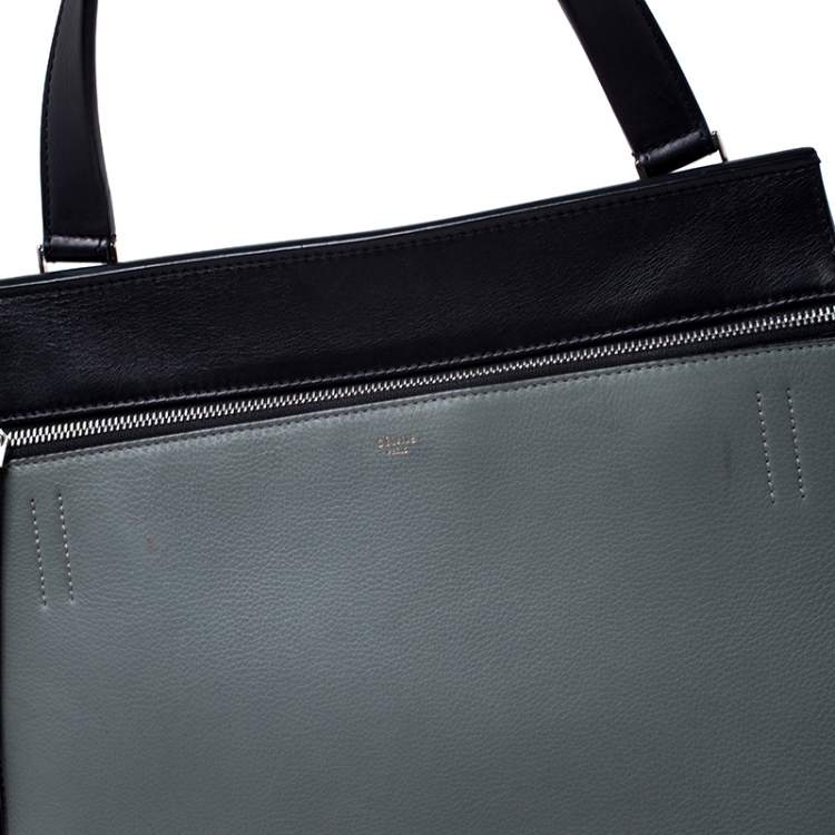 Pre Owned Celine Black/Grey Leather Medium Edge Top Handle Bag