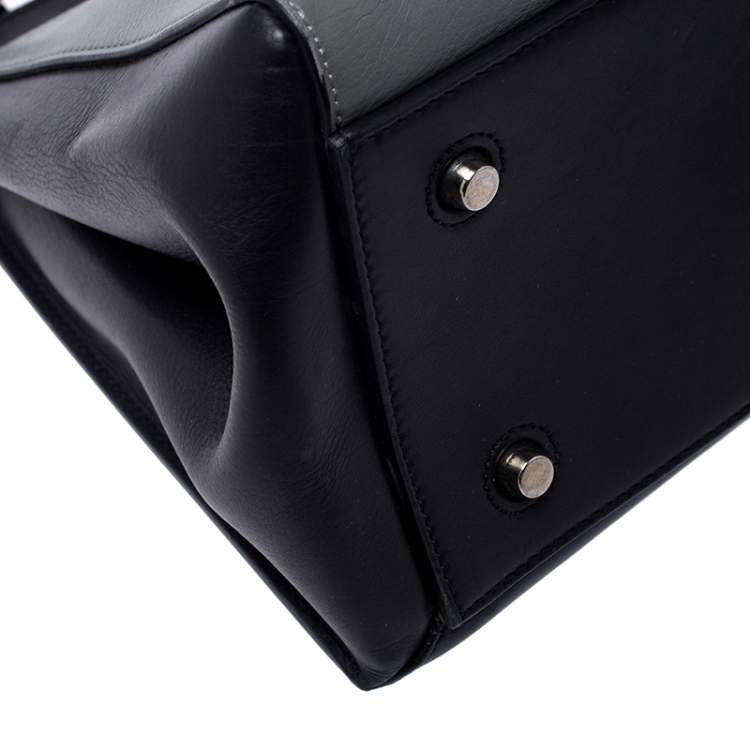 Pre Owned Celine Black/Grey Leather Medium Edge Top Handle Bag