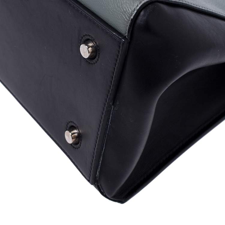 Pre Owned Celine Black/Grey Leather Medium Edge Top Handle Bag