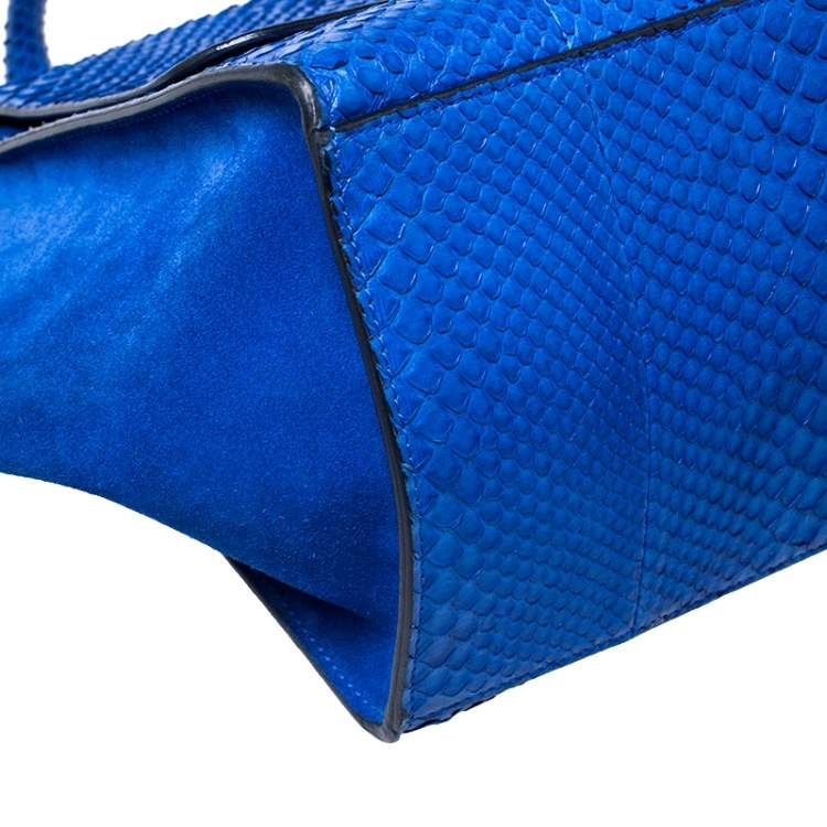 مملوكة مسبقًا Celine Blue Python and Suede Medium Trapeze Top Handle Bag