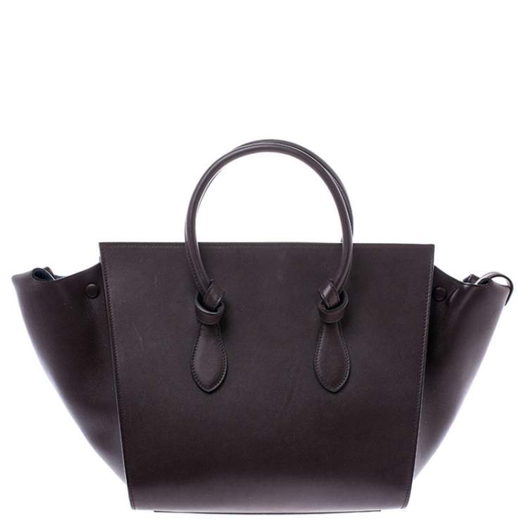 Pre Owned Celine Burgundy Leather Small Tie Tote