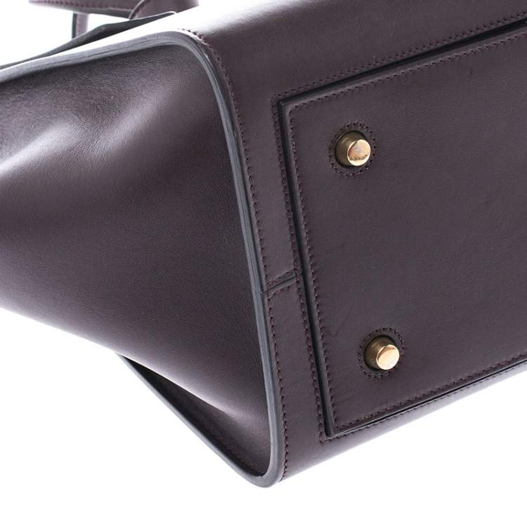 Pre Owned Celine Burgundy Leather Small Tie Tote