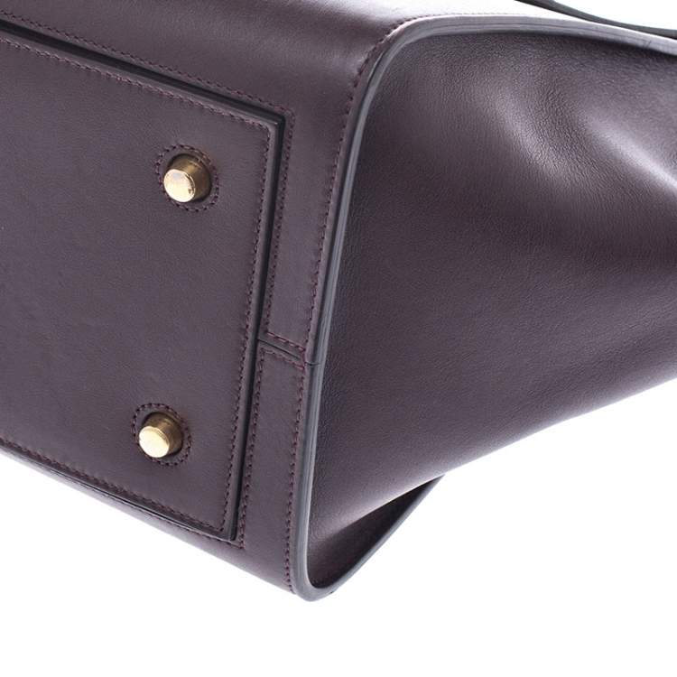 Pre Owned Celine Burgundy Leather Small Tie Tote