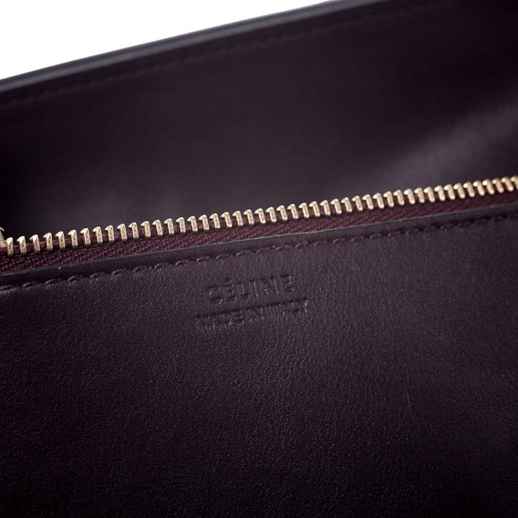 Pre Owned Celine Burgundy Leather Small Tie Tote