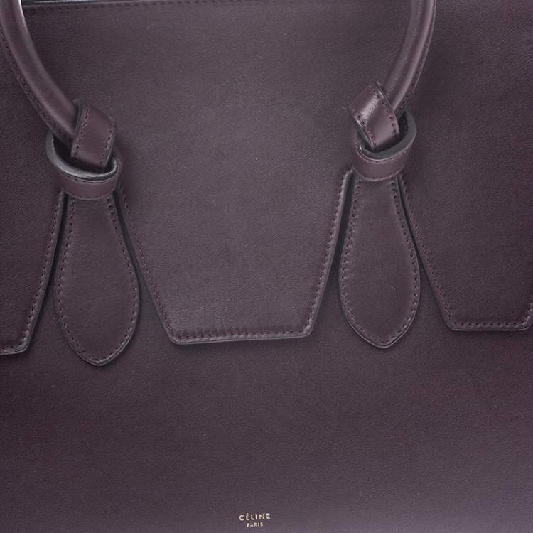Pre Owned Celine Burgundy Leather Small Tie Tote