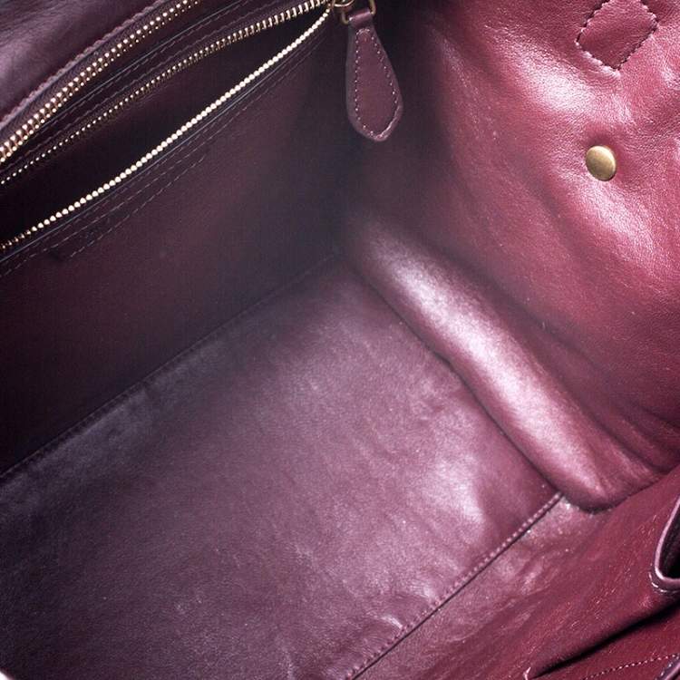 Pre Owned Celine Burgundy/Green Canvas and Leather Mini Luggage Tote