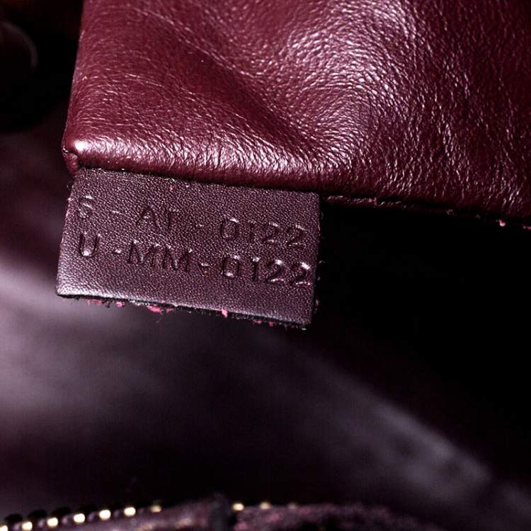 Pre Owned Celine Burgundy/Green Canvas and Leather Mini Luggage Tote