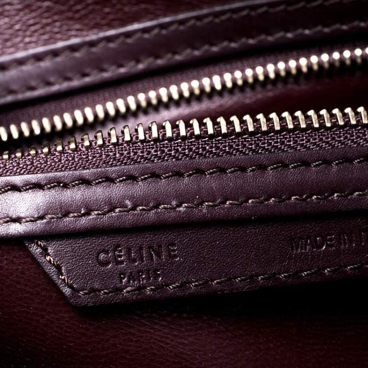 Pre Owned Celine Burgundy/Green Canvas and Leather Mini Luggage Tote