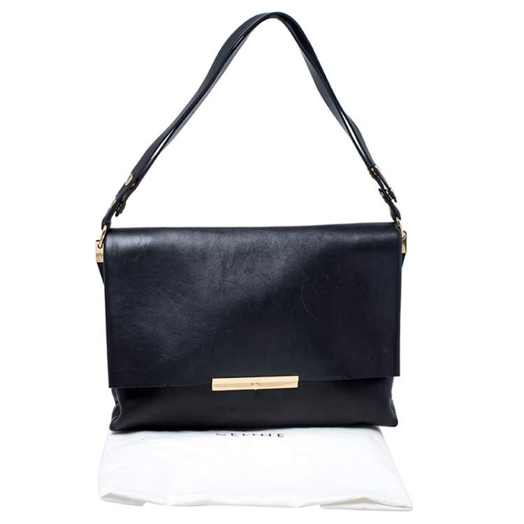 Pre Owned Celine Black Calfskin Leather Blade Flap Bag