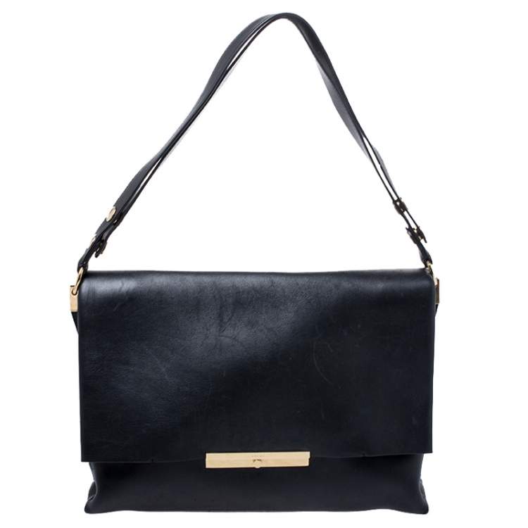 Celine Black Calfskin Leather Blade Flap Bag Celine | The Luxury Closet