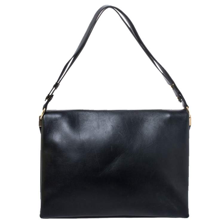 Pre Owned Celine Black Calfskin Leather Blade Flap Bag