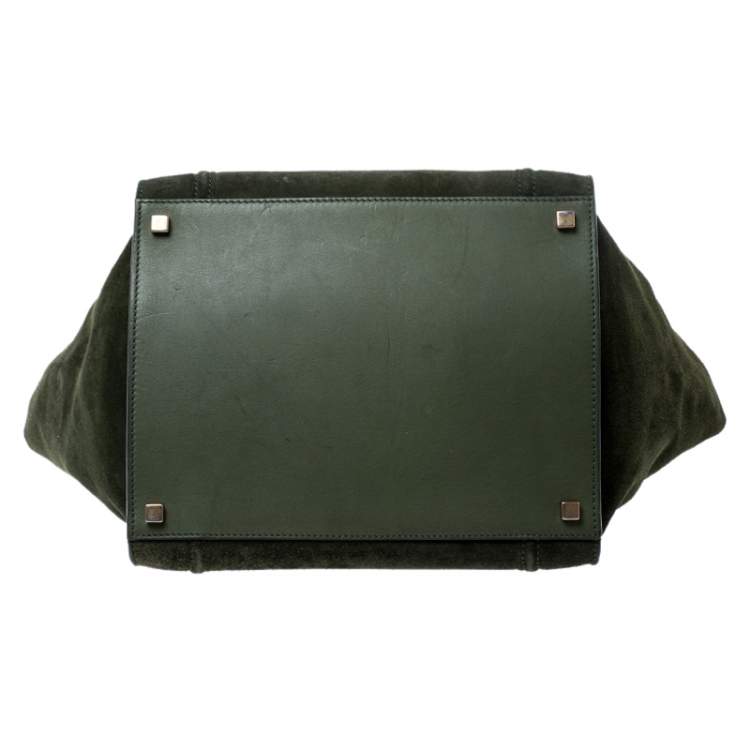 Pre Owned Celine Green Suede Medium Phantom Luggage Tote 