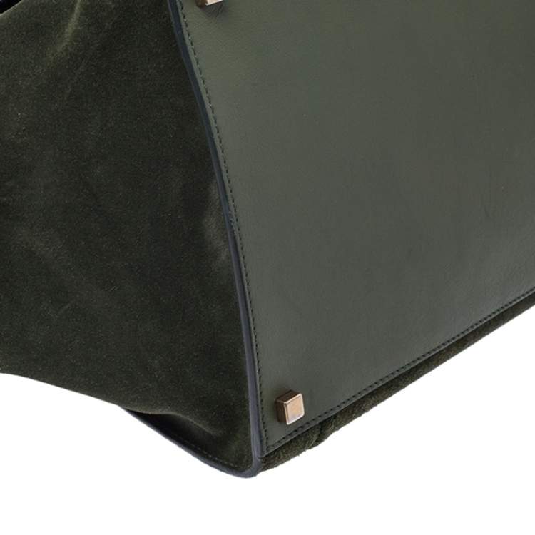 Pre Owned Celine Green Suede Medium Phantom Luggage Tote 