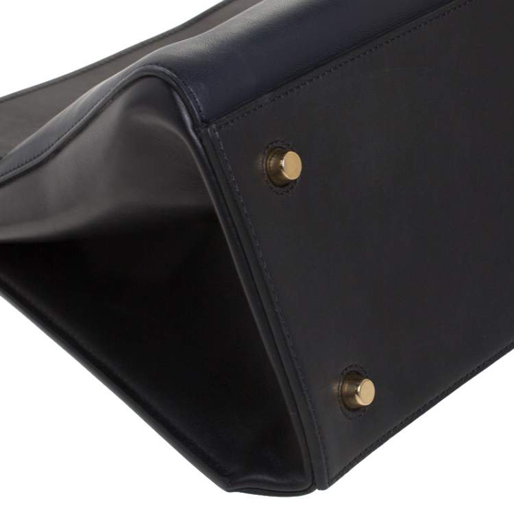 Pre Owned Celine Navy Blue/Black Leather Large Edge Bag