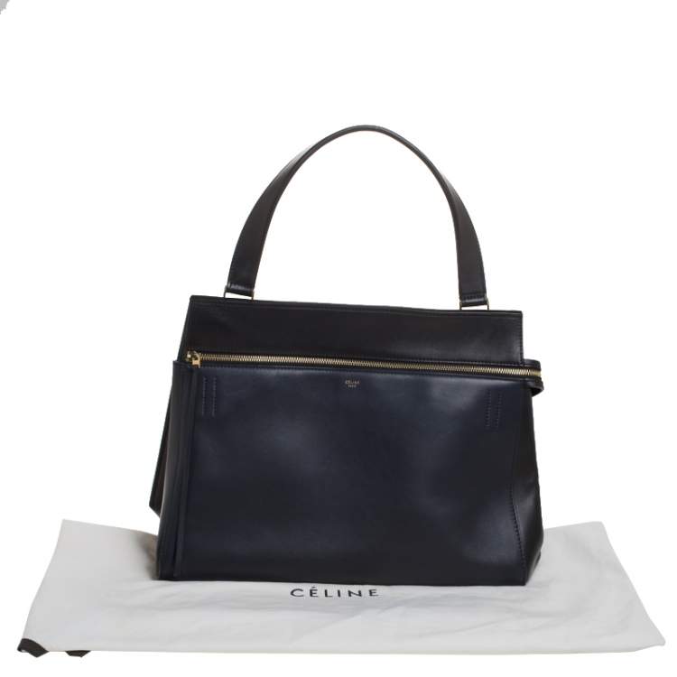 Pre Owned Celine Navy Blue/Black Leather Large Edge Bag