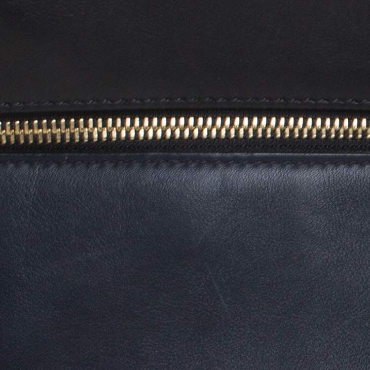 Pre Owned Celine Navy Blue/Black Leather Large Edge Bag