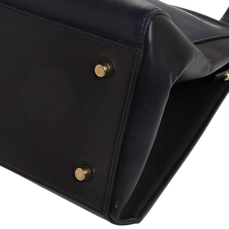 Pre Owned Celine Navy Blue/Black Leather Large Edge Bag