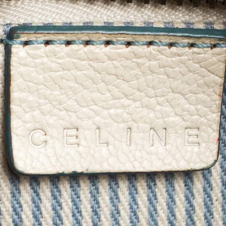 Pre Owned Celine Blue/White Monogram Canvas and Leather Shoulder Bag