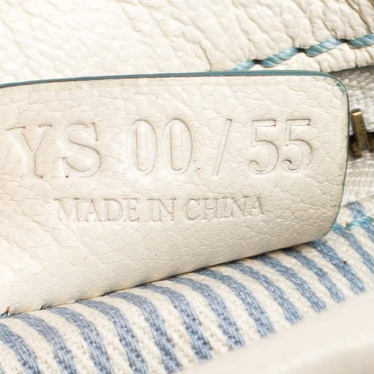 Pre Owned Celine Blue/White Monogram Canvas and Leather Shoulder Bag