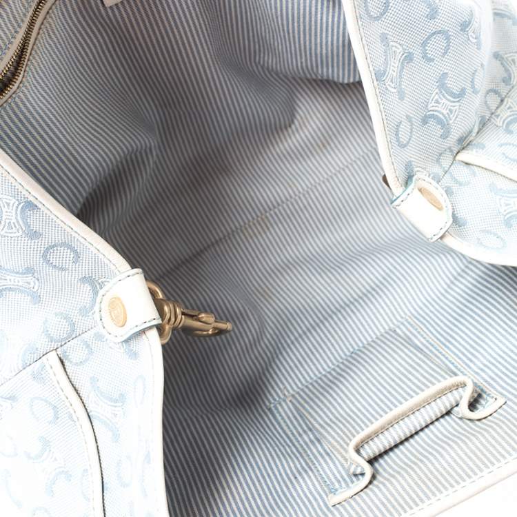 مملوكة مسبقًا Celine Blue/White Monogram Canvas and Leather Satchel