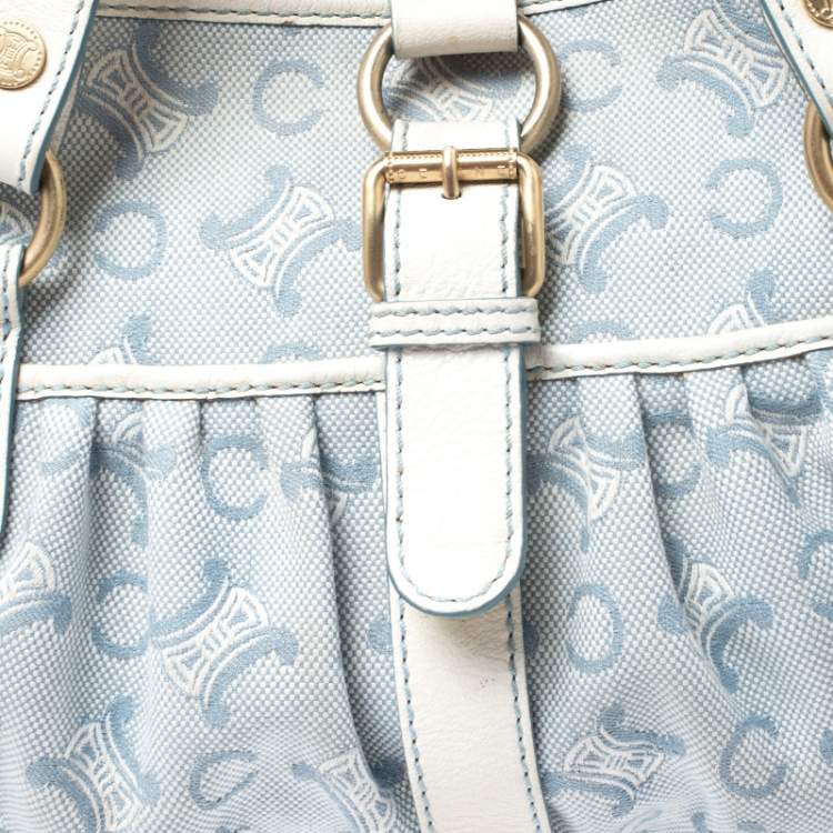 مملوكة مسبقًا Celine Blue/White Monogram Canvas and Leather Satchel