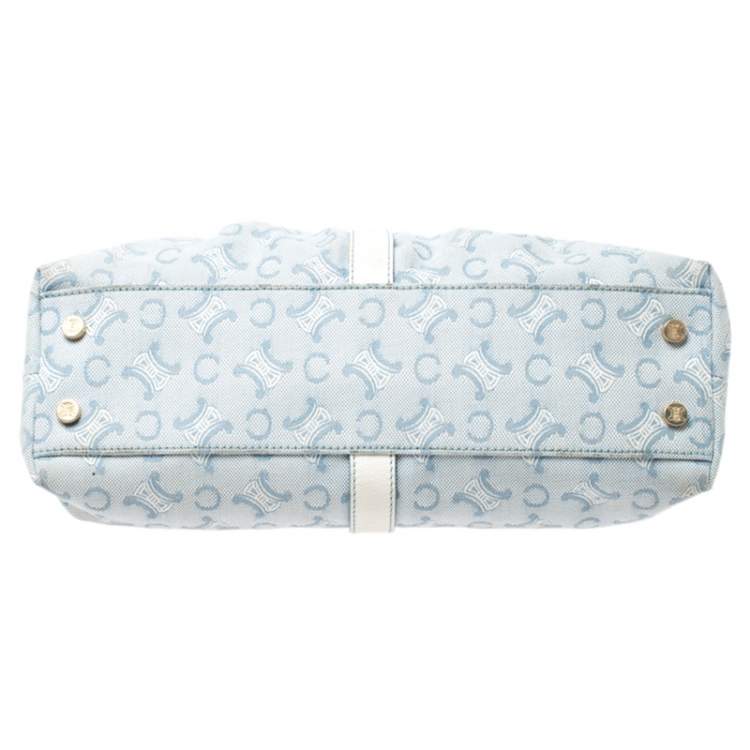 مملوكة مسبقًا Celine Blue/White Monogram Canvas and Leather Satchel