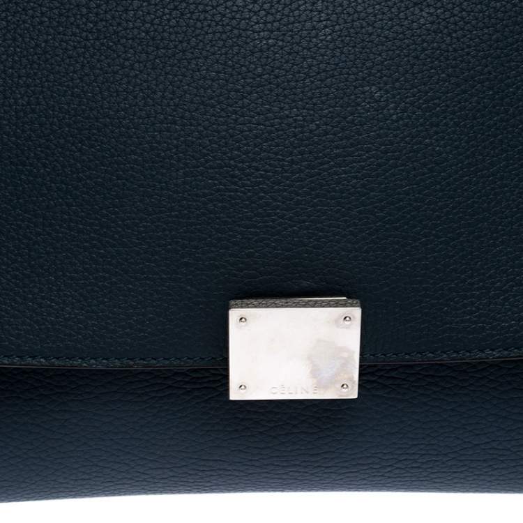 Pre Owned Celine Blue Leather and Suede Medium Trapeze Bag