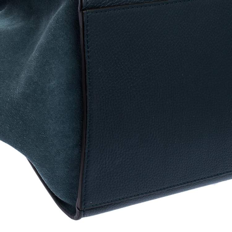 Pre Owned Celine Blue Leather and Suede Medium Trapeze Bag