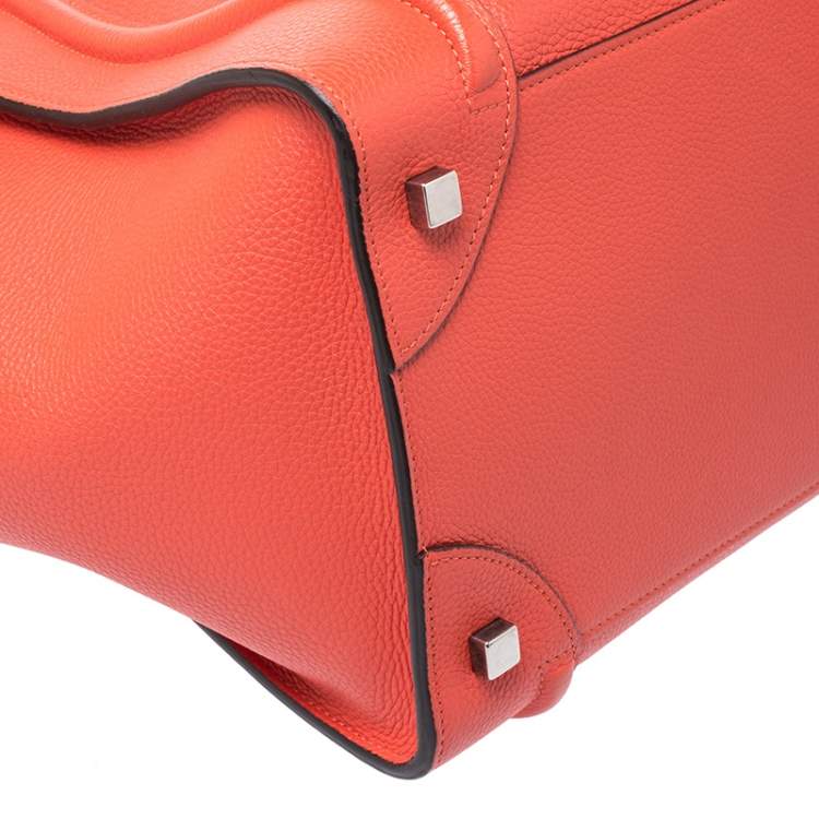 Pre Owned Celine Orange Leather Mini Luggage Tote