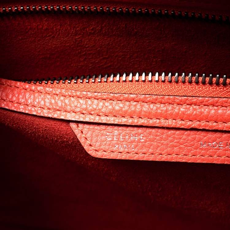 Pre Owned Celine Orange Leather Mini Luggage Tote