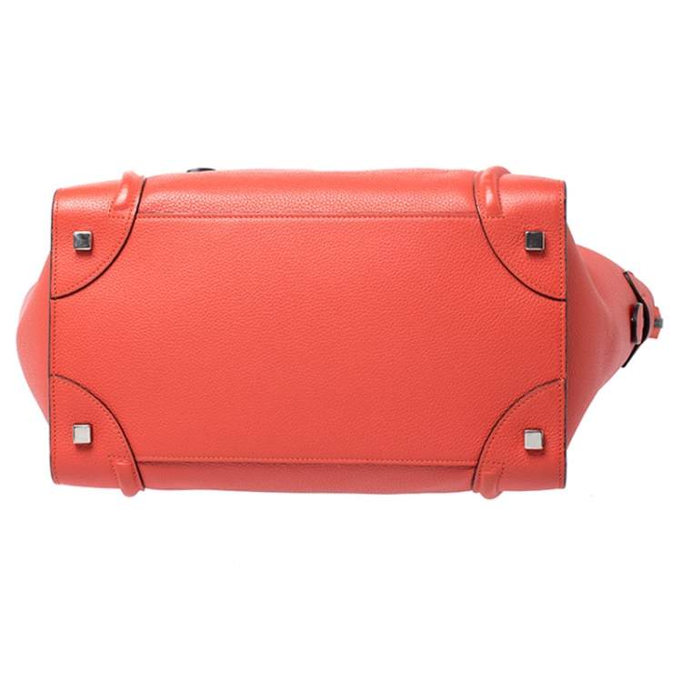 Pre Owned Celine Orange Leather Mini Luggage Tote