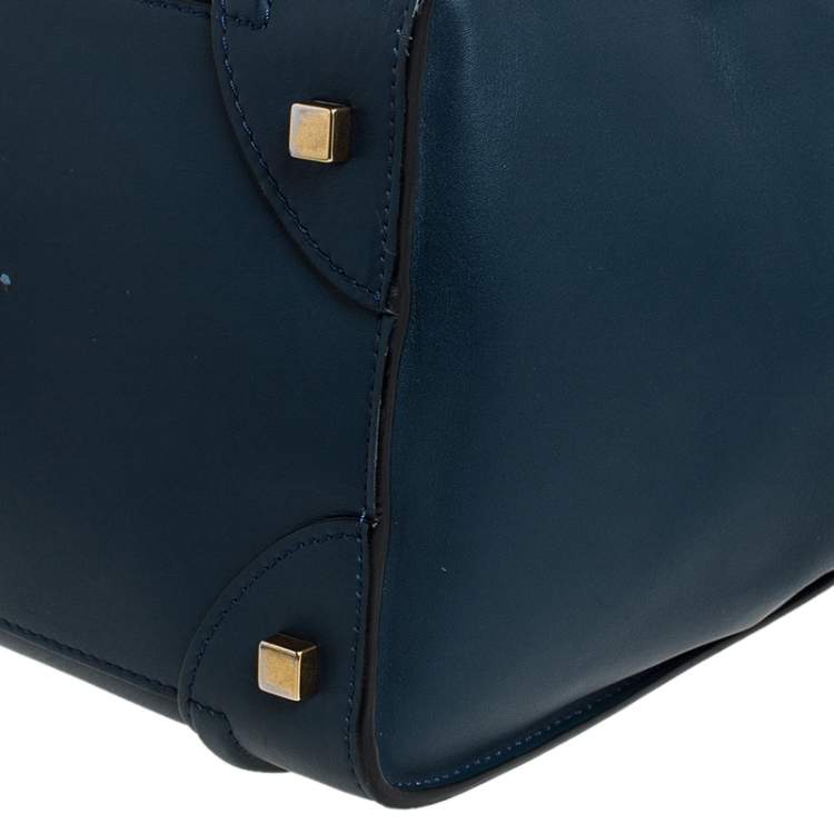 Pre Owned Celine Blue/Black Leather Mini Luggage Tote