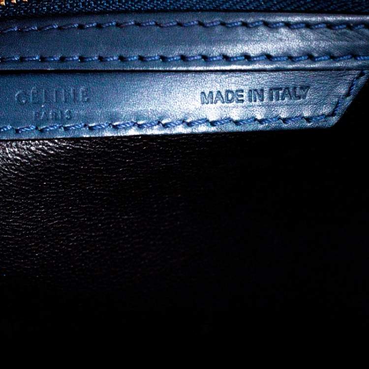 Pre Owned Celine Blue/Black Leather Mini Luggage Tote