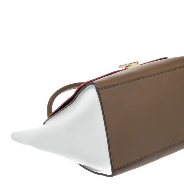 Pre Owned Celine Tricolor Leather and Suede Medium Trapeze Bag