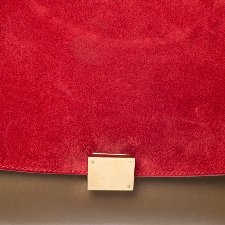 Pre Owned Celine Tricolor Leather and Suede Medium Trapeze Bag