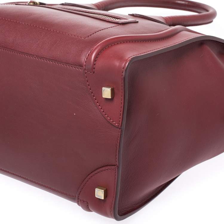 Pre Owned Celine Red Leather Mini Luggage Tote