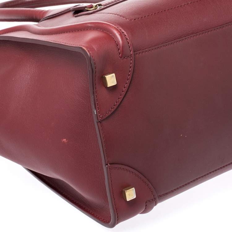 Pre Owned Celine Red Leather Mini Luggage Tote