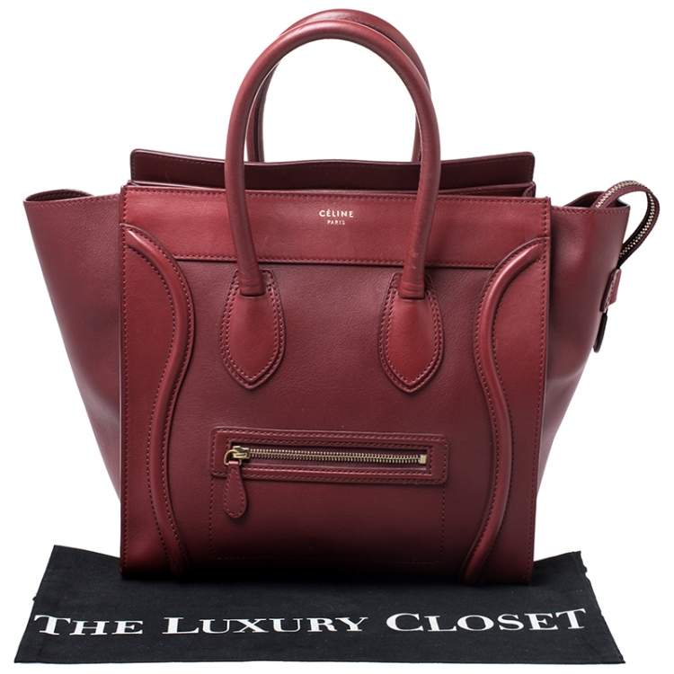 Pre Owned Celine Red Leather Mini Luggage Tote