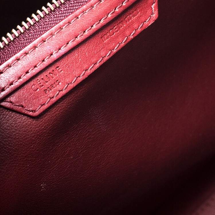 Pre Owned Celine Red Leather Mini Luggage Tote