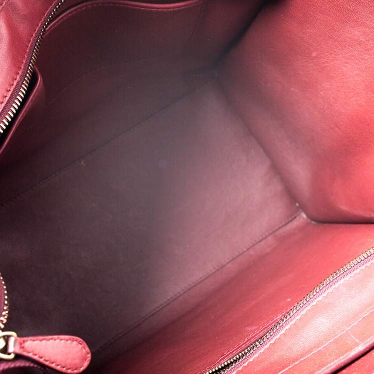 Pre Owned Celine Red Leather Mini Luggage Tote
