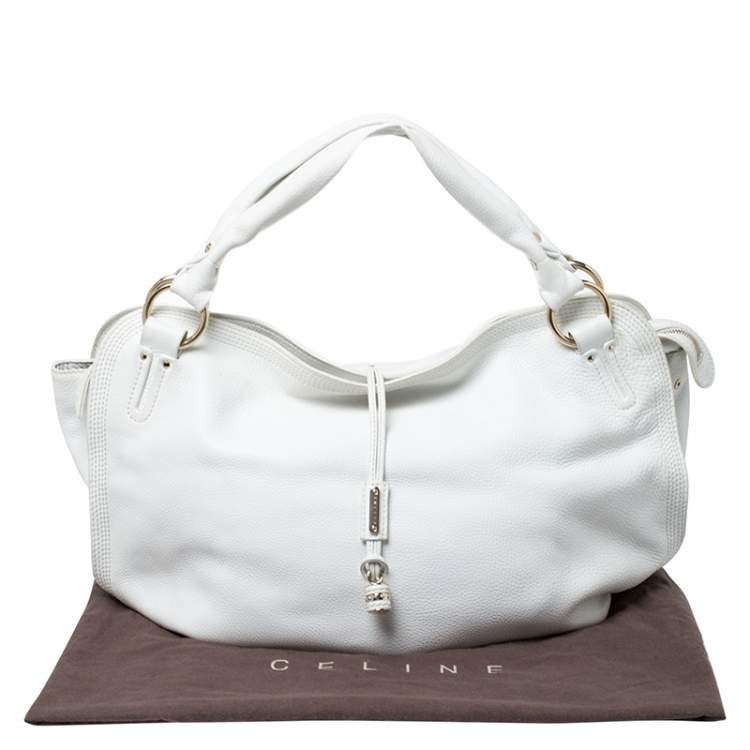Pre Owned Celine White Leather Large Bittersweet Hobo