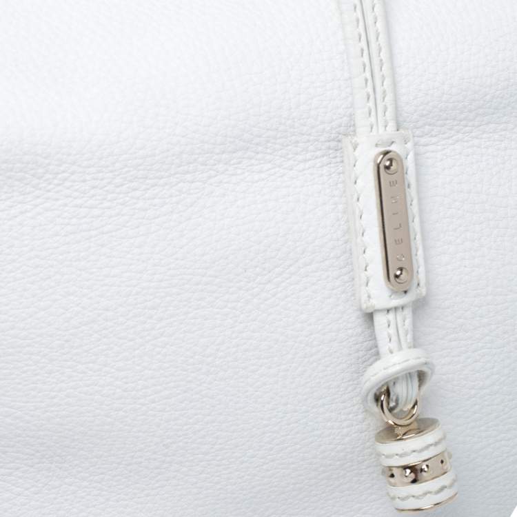 Pre Owned Celine White Leather Large Bittersweet Hobo