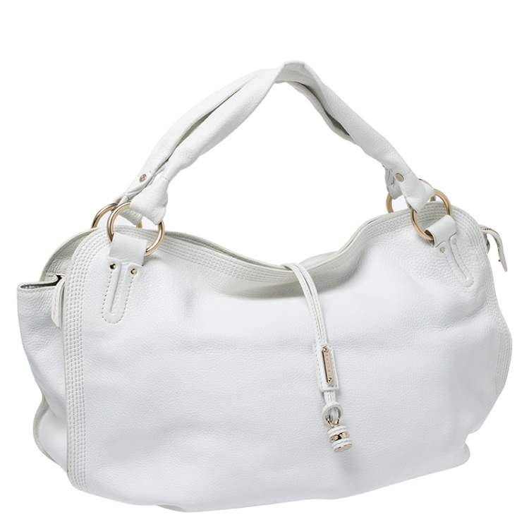Pre Owned Celine White Leather Large Bittersweet Hobo