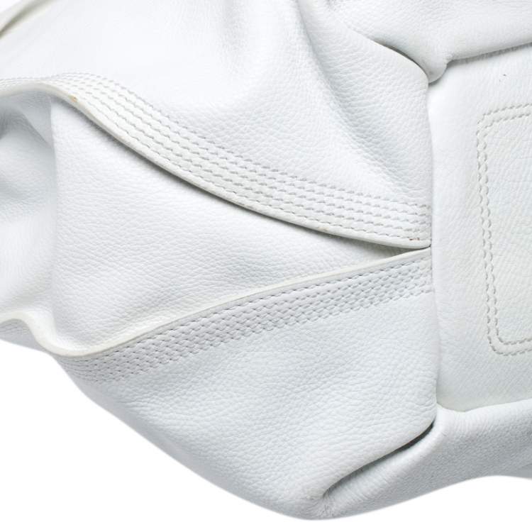 Pre Owned Celine White Leather Large Bittersweet Hobo