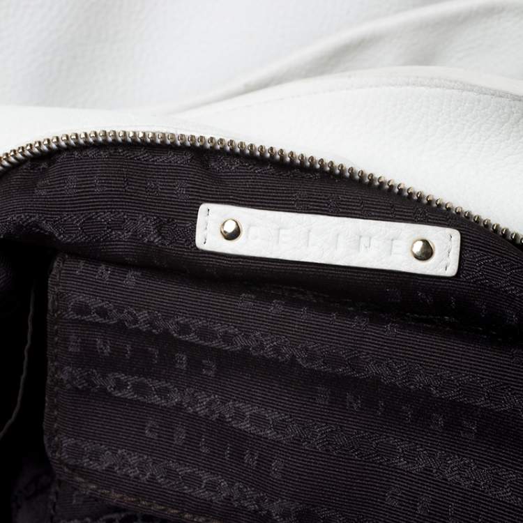 Pre Owned Celine White Leather Large Bittersweet Hobo